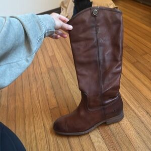 Frye Melissa Button 2 Cognac Leather Tall Boots